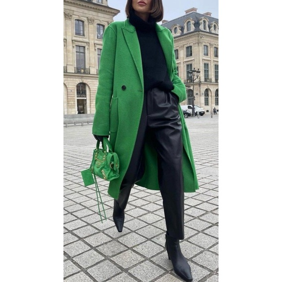 NEW Zara soft wool blend coat green - Picture 3 of 12